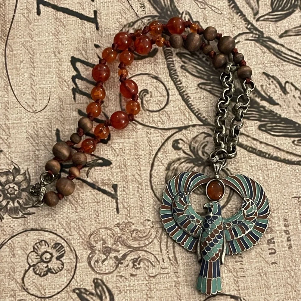 Egyptian revival god of the sky Falcon of Horus necklace - Picture 8 of 9